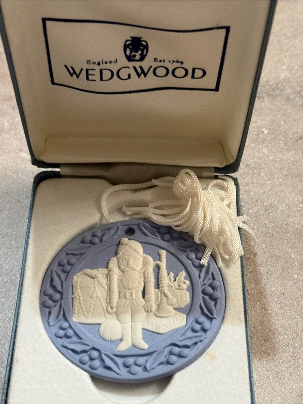 Wedgwood Blue and Cream Nutcracker Jasperware Pendant